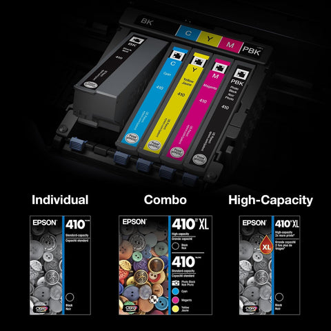 Epson 410 Claria Premium Ink High Capacity (T410XL020) Works with Expression XP-530, 630, 640, 7100, 830