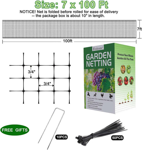 Feitore Deer Fence Netting, 7x100ft Garden Net Bird Netting,Reinforced Edge