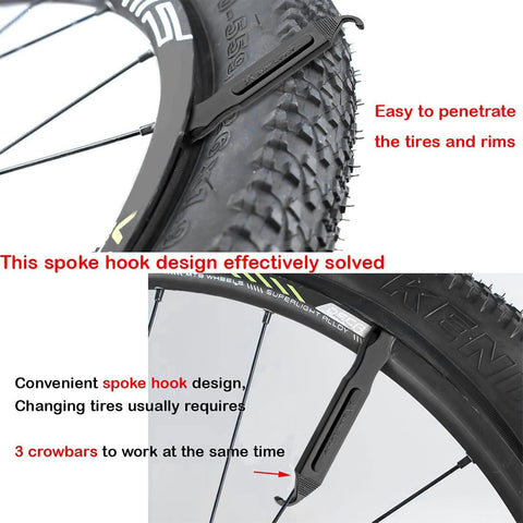 Bike Tire Levers - Ultra Strong PC Plastic Bicycle Tire Removal Changing Tool for Road or Mountain Bike Tires - Set of 4 (Black)