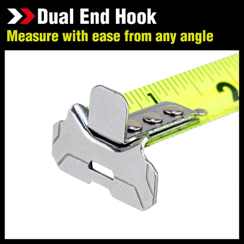 Komelon 25-Ft Self Lock Dual, auto Lock with Secure Lock Mechanism, Printed Fractions