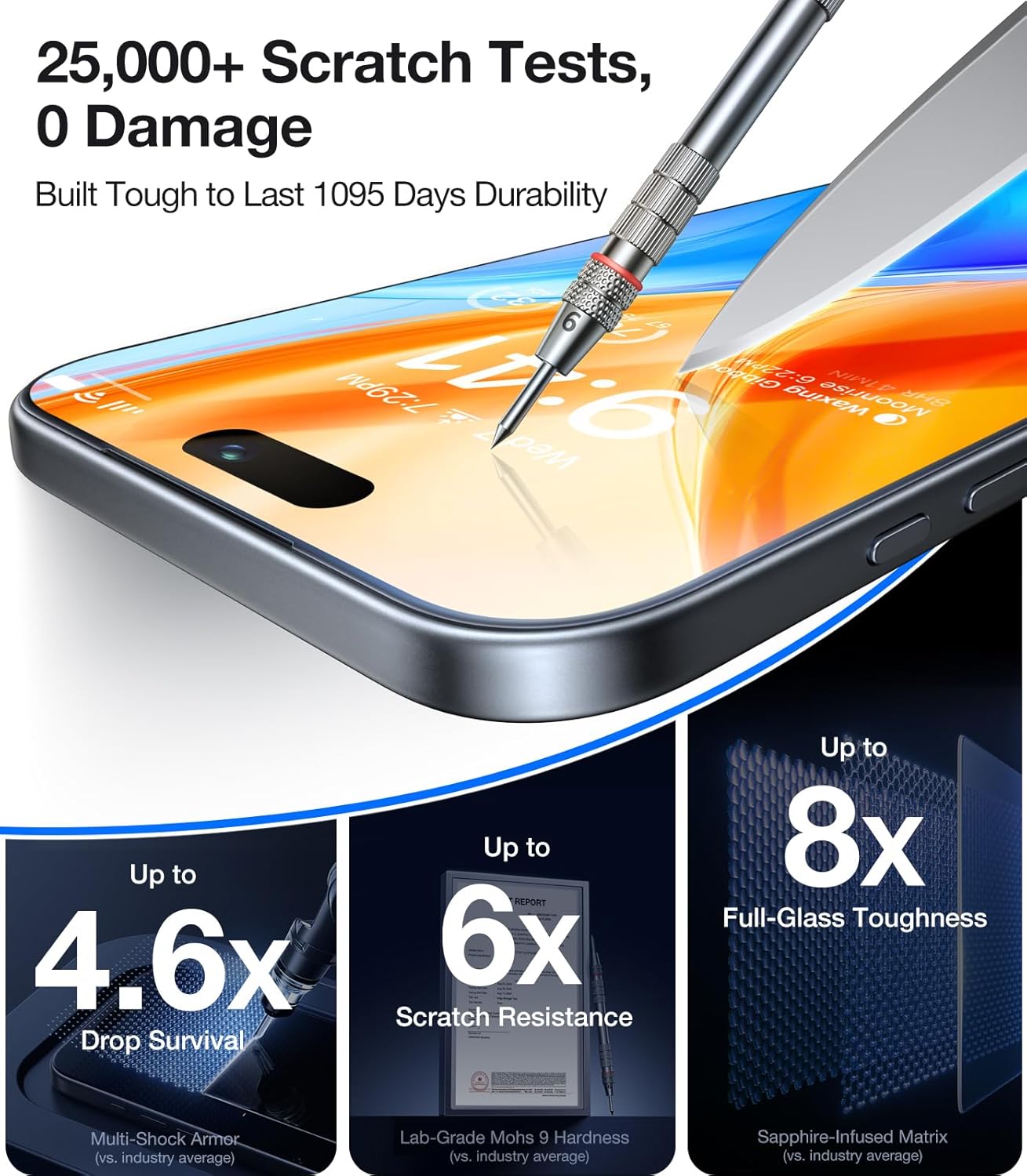 UltraGlass Top 9H+ Armor for iPhone 17 Pro Screen Protector Glass, 2 Pack
