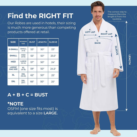 MONARCH Plush Lined Microfiber Bath Robe for Men or Women