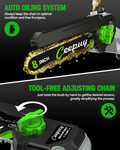CEEPUY 2-in-1 Brushless Electric Pole Saws for Tree Trimming,8 Inch Cordless Mini Chainsaw with Extension Pole and 2 x 4000mAh Batteries, Pole Chain Saw Gift for Men Dad Husband Fathers Gardener 2026