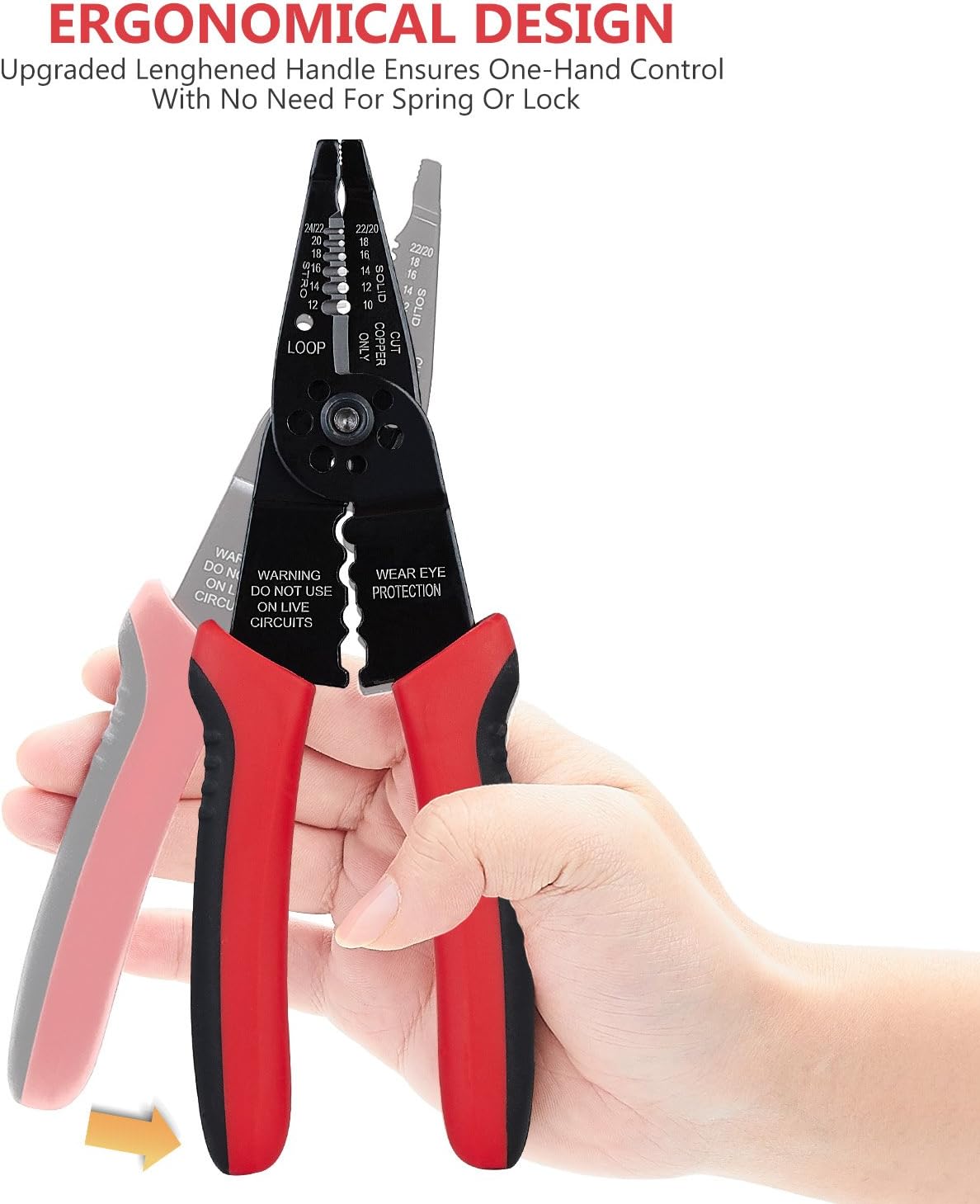 WGGE WG-015 Professional Wire Stripper, Wire Cutter and Wire Crimper 8-inch