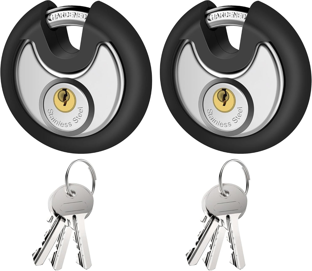 Puroma 2P Padlock 3 Keys Rubber Bumper Steel Gate Storage Locker Lock 3/8"