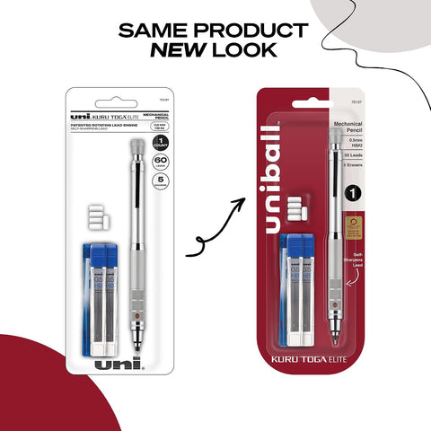 uniball™ Kuru Toga Elite Mechanical Pencil Kit, 0.5mm, HB, Silver, 1 Pack