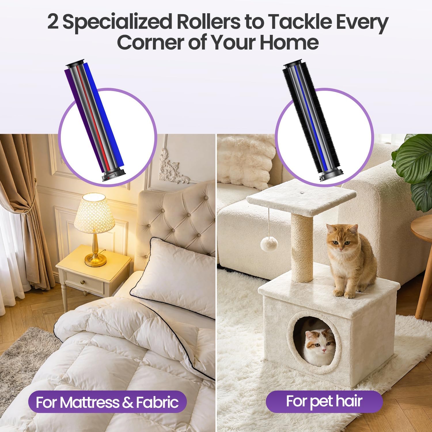 Xlife Mattress Vacuum, Bed Vacuum Cleaner with 2 Roller Brushes for Pet Hair, 253.7nm UV-C Light, 140F° Heating, 550W 16KPA Suction, HEPA Filter Couch Vauum for Bed, Sofa, Pillow, Baby Crib