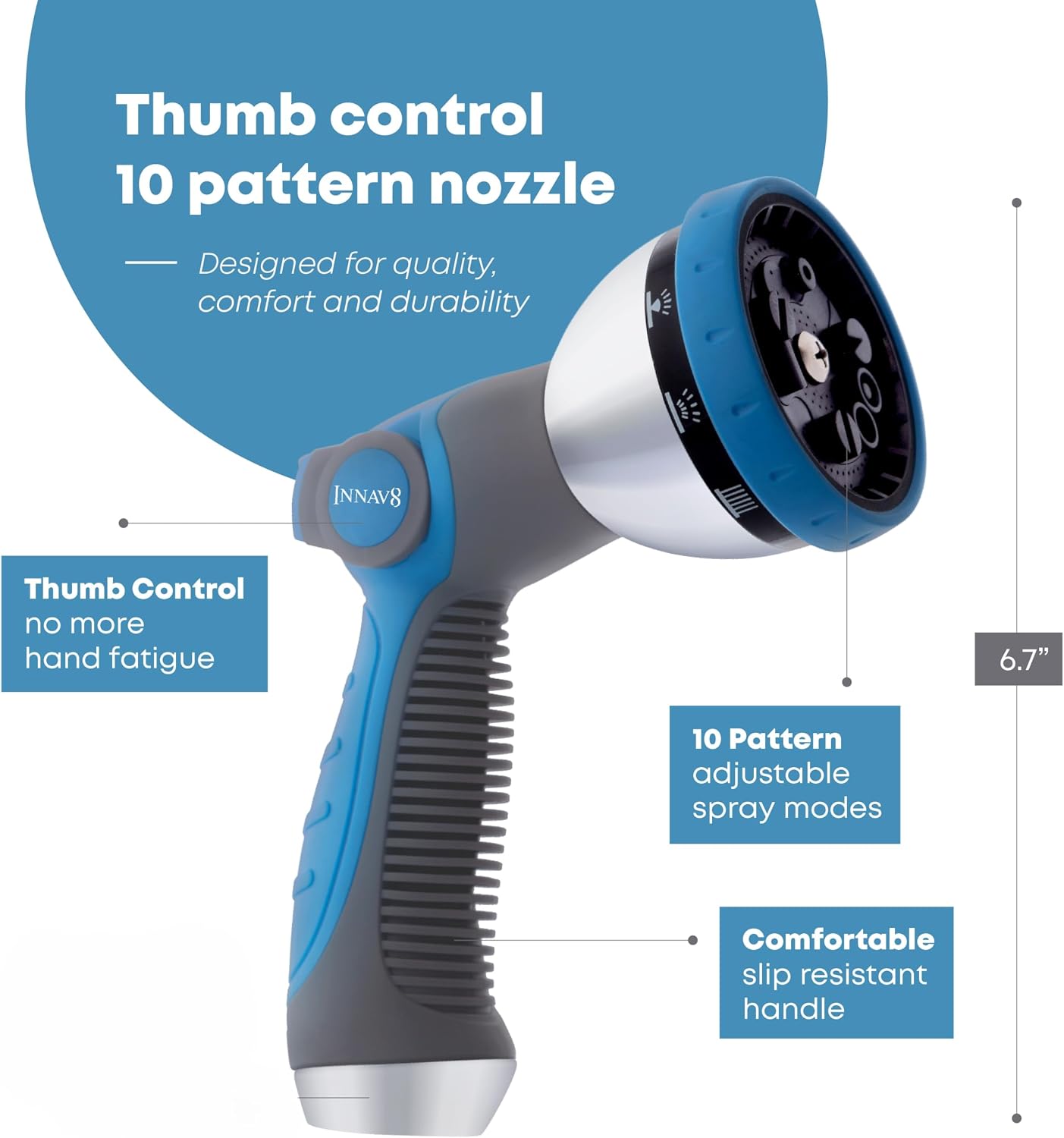 INNAV8 Garden Hose Nozzle Heavy Duty, Water Hose Sprayer Nozzle for Outdoor