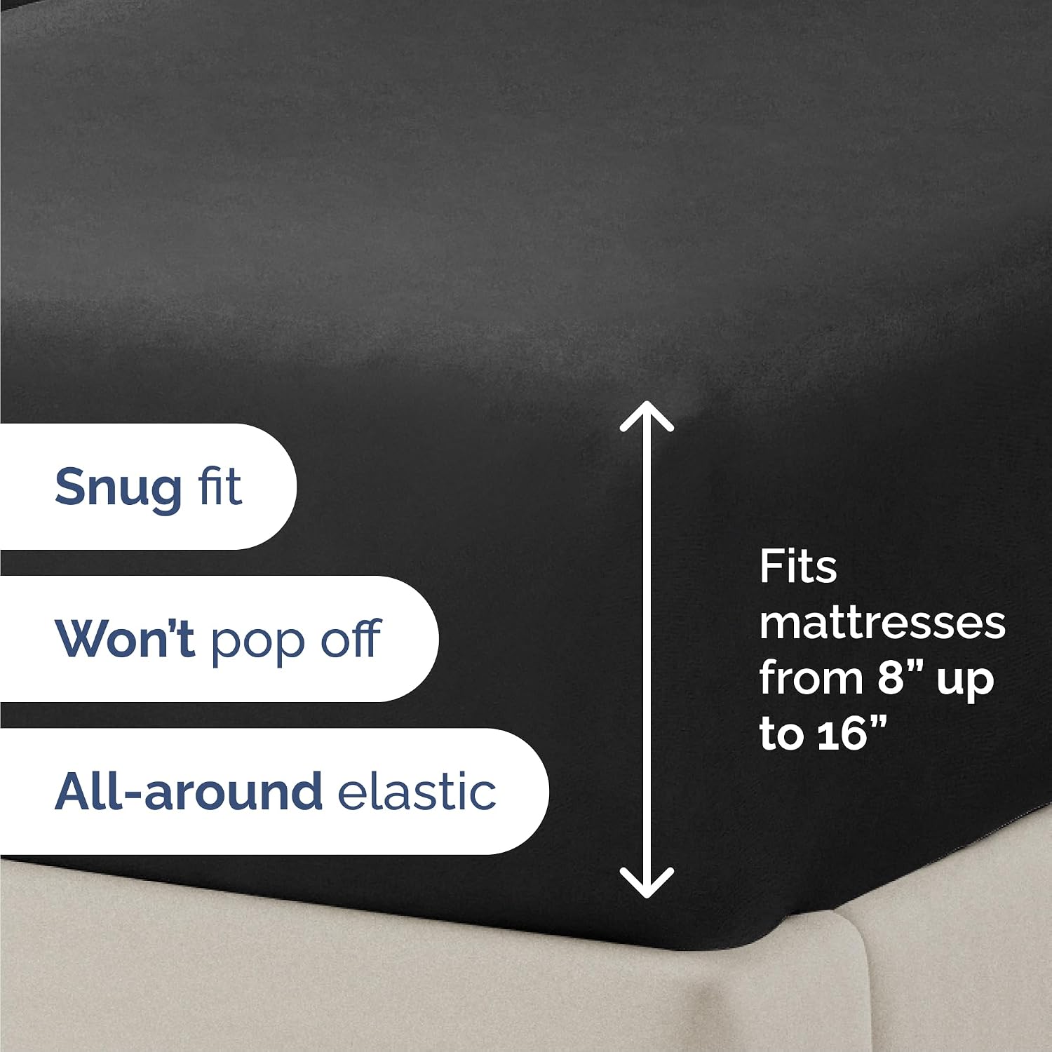 Cal King Size 4 Piece Sheet Set - Comfy Breathable & Cooling Sheets - Black