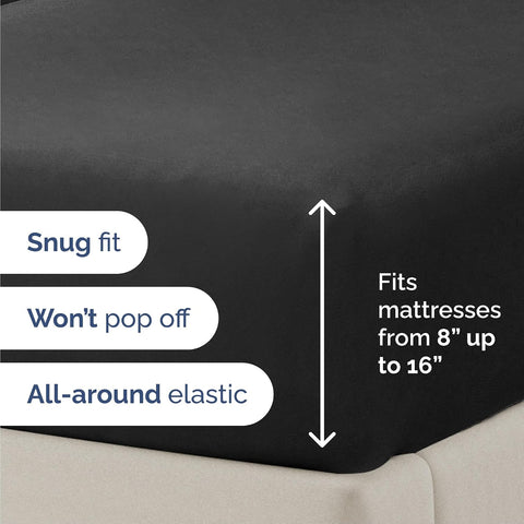 Cal King Size 4 Piece Sheet Set - Comfy Breathable & Cooling Sheets - Black