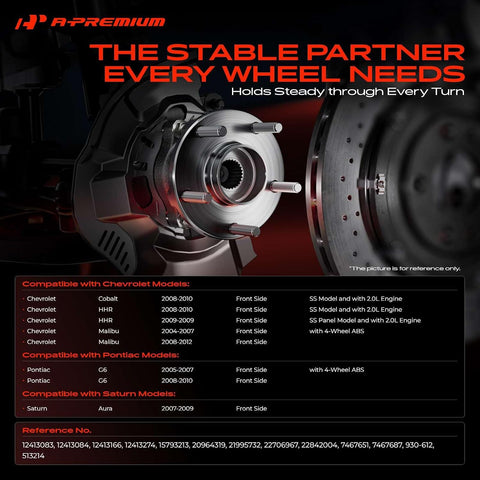 A-Premium 2 x Front Wheel Bearing and Hub Assembly with ABS & 5-Lug