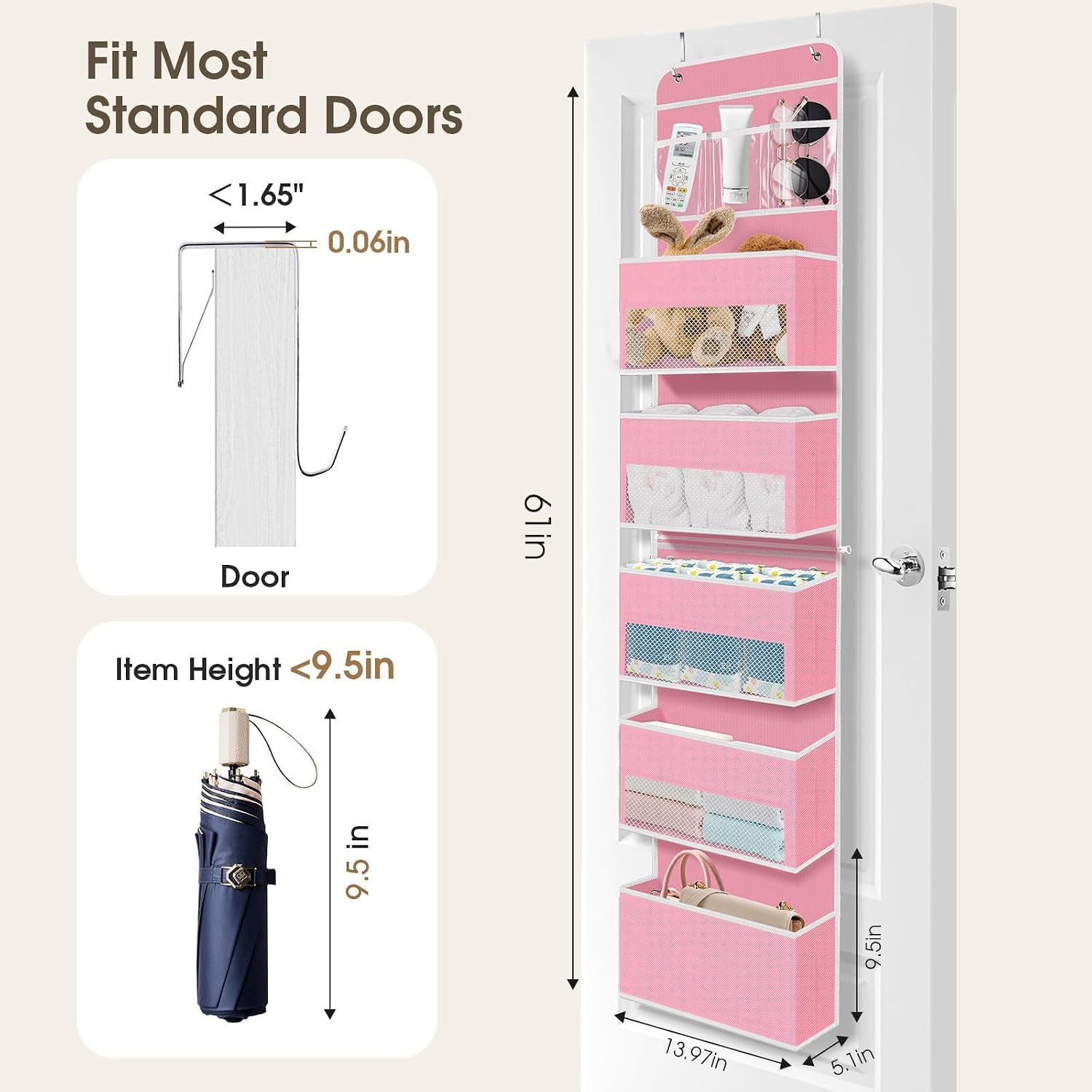 1Pack Over The Door Organizer Large Capacity Hanging Storage Room Organizer