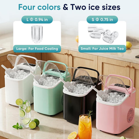 DUMOS Ice Makers Countertop Ice Machine with Portable Handle Compact Size