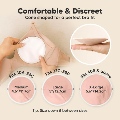 Organic Nursing Pads, 14 Washable Breast Pads,Wash Bag (Lovelle, L 5")
