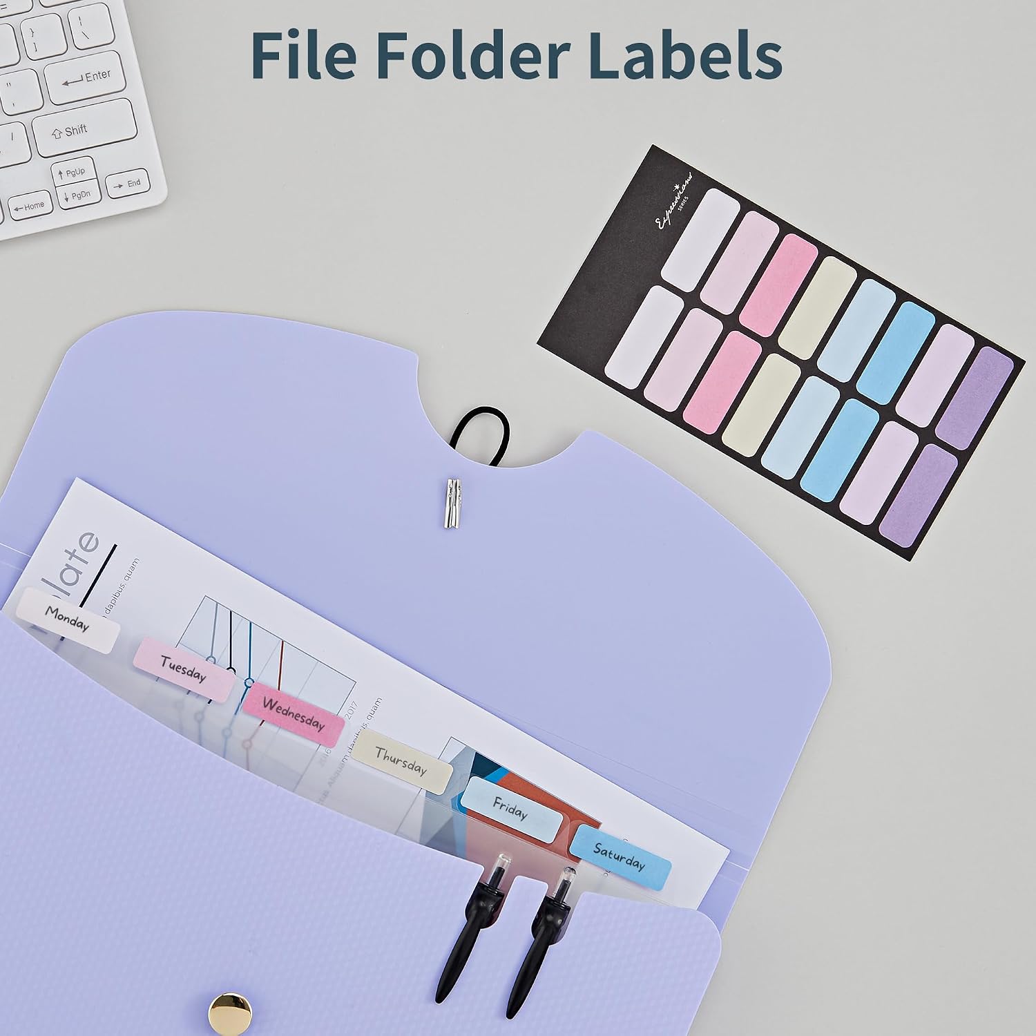 JARLINK 7 Pockets Expanding File Folder, A4 Accordion folders, Purple