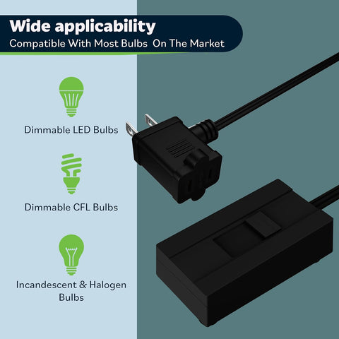 TOPGREENER Plug-in Dimmer Switch for Lamps, Full Range Control,6-FT Cord,1P