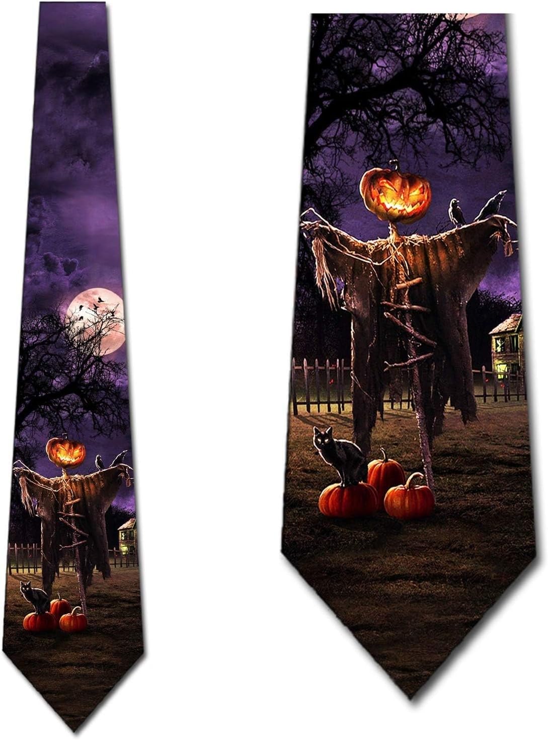 Three Rooker Scarecrow Halloween Ties Jack-o-Lantern Necktie