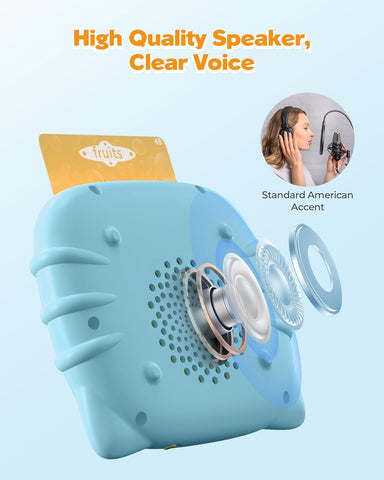 Airbition Talking Flash Cards for Toddlers Ages 1‑4,224 Words English Blue