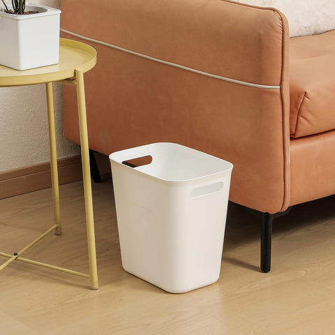 UUJOLY Plastic Small Trash Can Wastebasket, Garbage Container Basket for Bathrooms, Laundry Room, Kitchens, Offices, Kids Rooms, Dorms, 3.5 Gallon, White