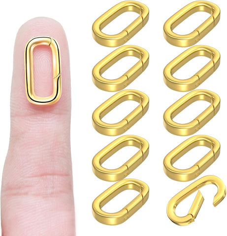 OHINGLT 10Pcs Carabiner Clip Pendant Clasps – 18K Gold Necklace Clasp and Closures, Bracelet Charm Connector for Women