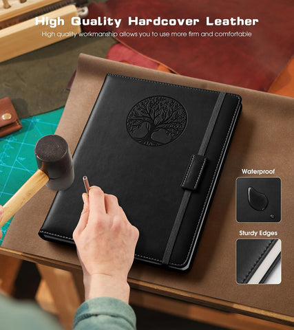 Biuwory Leather Journal Notebook,256 Thick Lined Pages,Hardcover 5.7"×8.3"