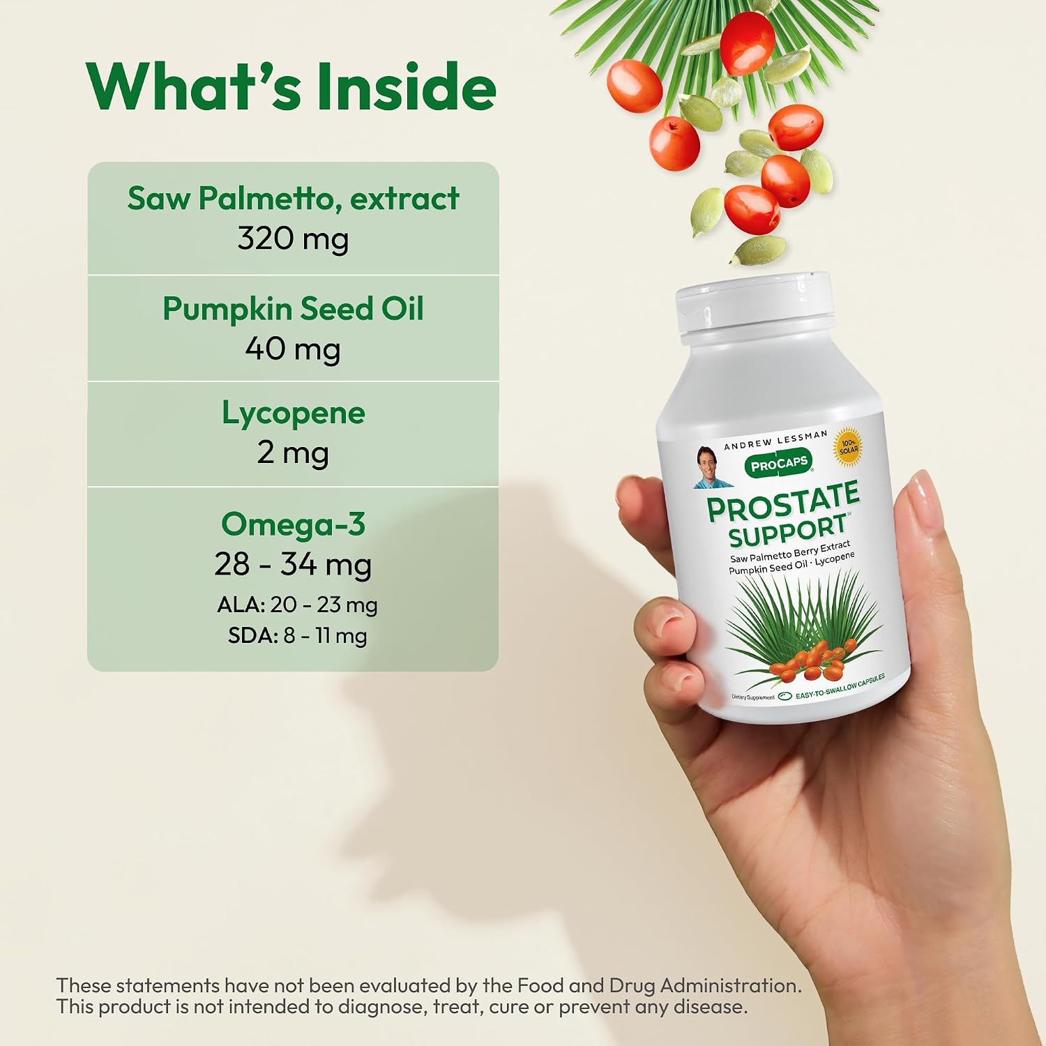 ANDREW LESSMAN Prostate Support Saw Palmetto Supplement, 180 Softgels