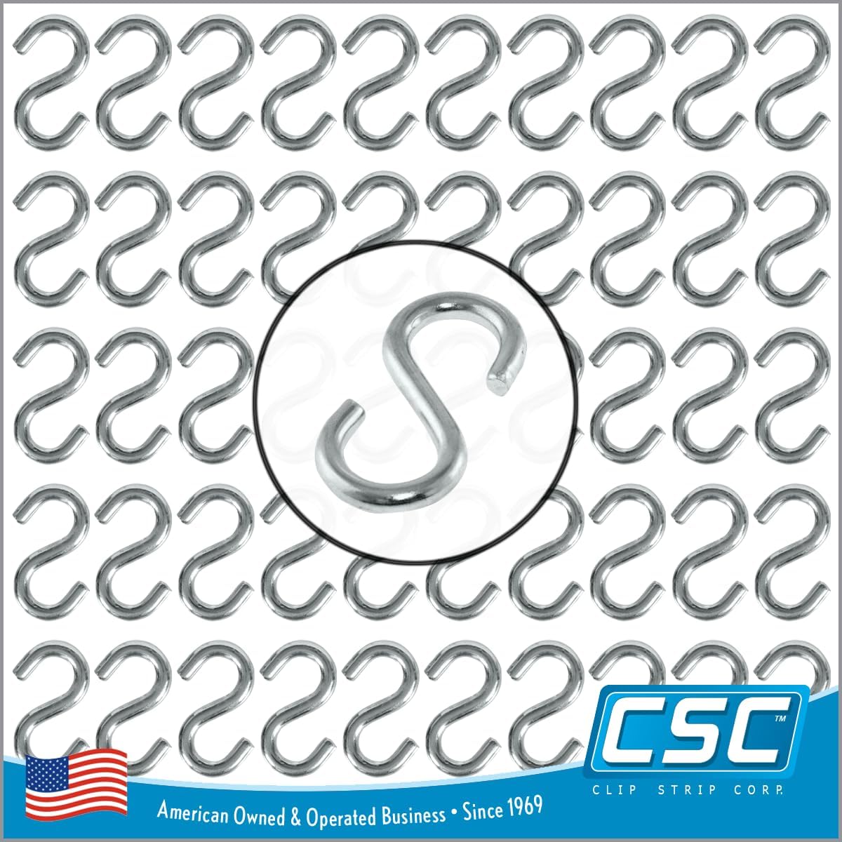 Clip Strip 100 Pack S Hooks, Heavy Duty, 1.625" L x 0.135" Diameter S Shaped Hook for Hanging Signs, Displays, Products on Racks, in Retail, Hang Plants, Curtains, Jewelry, Kitchenware, in Household