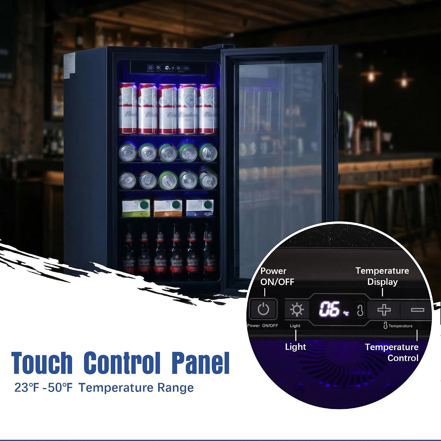 160 Can Beverage Refrigerator, Wine Cooler with 7 Adjustable Thermostat