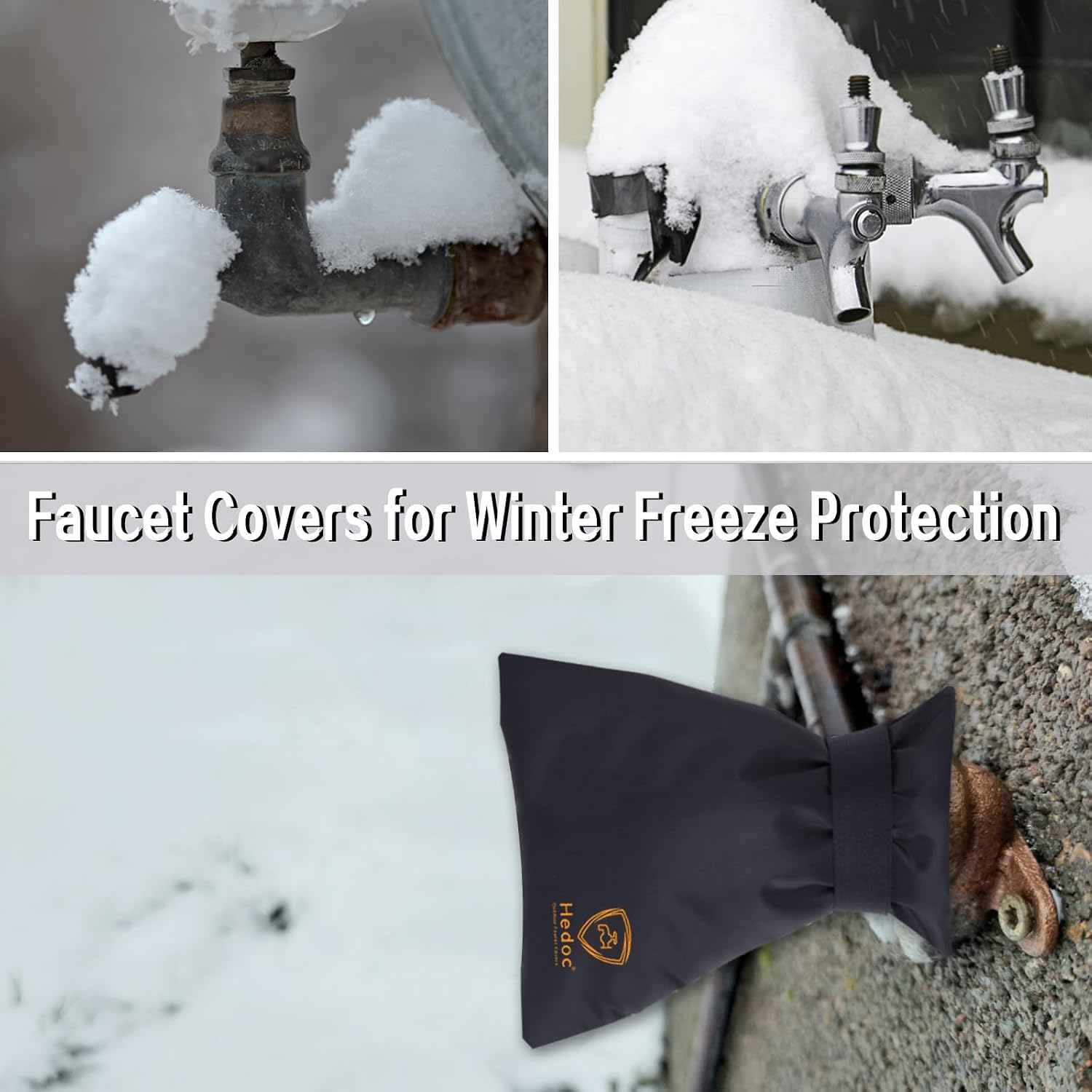 Hedoc Pro Outdoor Faucet Covers for Winter Freeze Protection, 6 Pack 6" W x 8.2" H Winter Faucet Insulation Cover Socks, Hose Bib Covers for Winter
