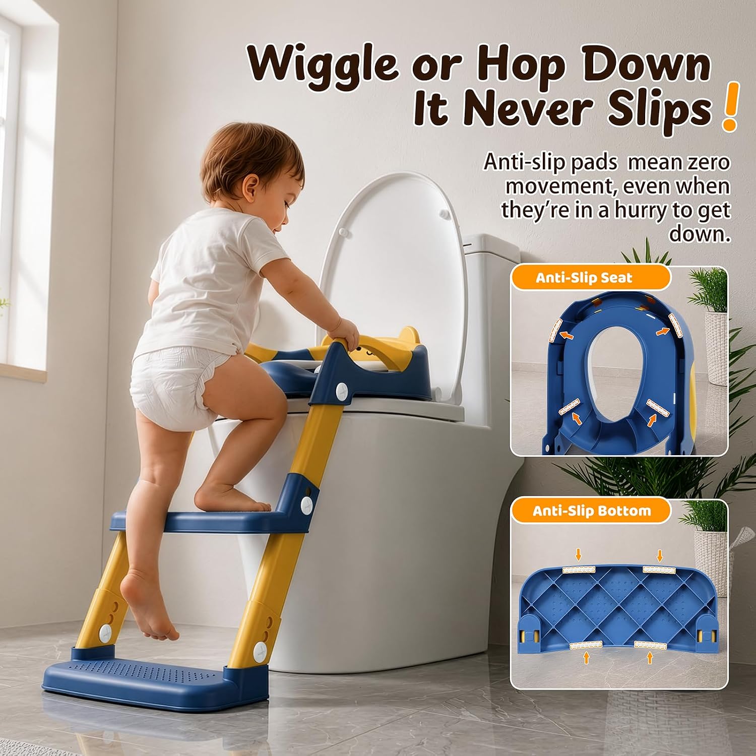 Orzbow Potty Training Seat with Step Stool, Adjustable Height, Anti-Slip