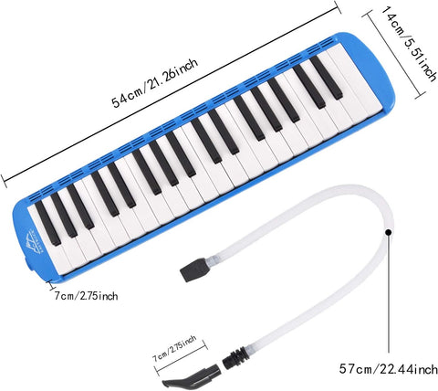 EastRock 37 Key Blue Melodica Keyboard Soprano Piano Instrument with Case