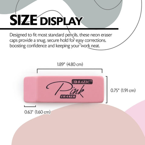 BAZIC Products Pink Bevel Block Erasers, Latex-Free, PVC-Free, 24-Box