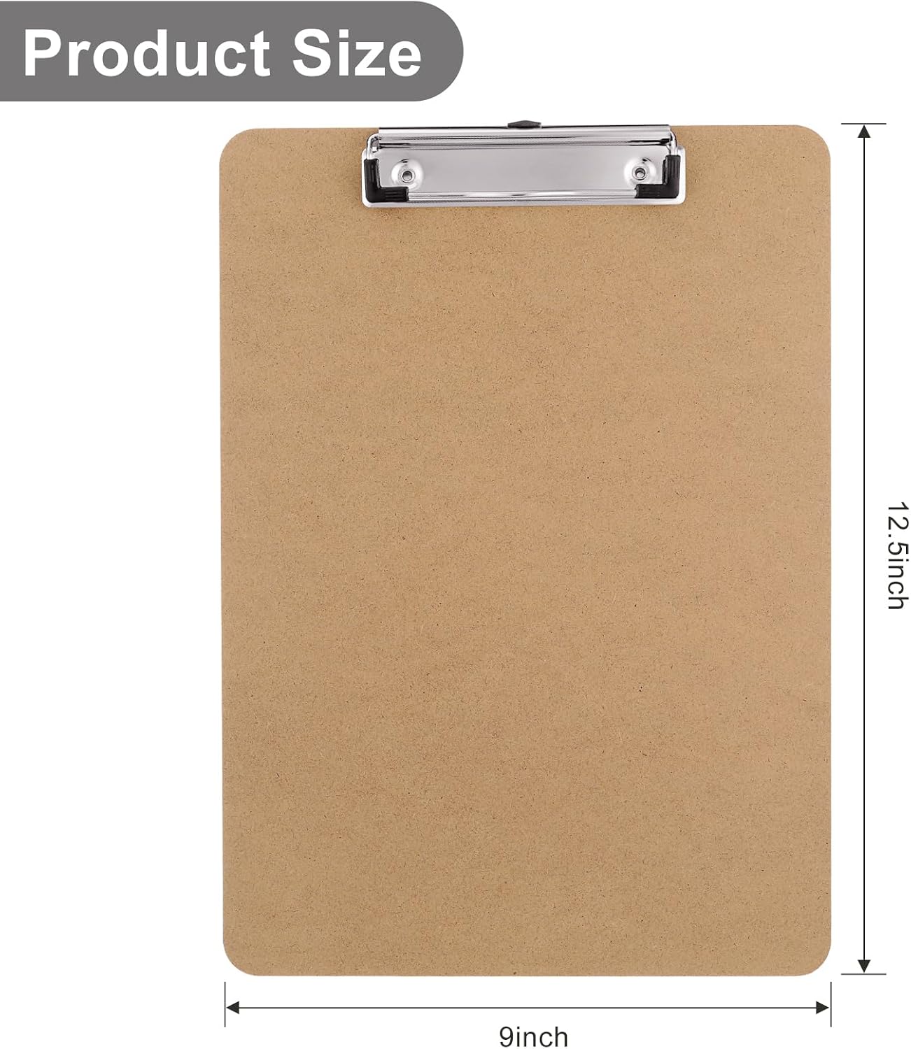 Wood Clipboard, Letter Size Hardboard Clip Board 8.5 x 11