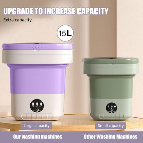 Portable washing machine,15L Upgraded Large Capacity Foldable Mini washing machine, small washer for Baby Clothes, Underwear or Small Items, Apartment, Dorm,RV Travel laundry Gift Choice.(Purple)