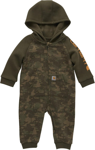 Carhartt baby-boys Long-sleeve Hooded Zip-up Footless Jumpsuit One-piece Hoodie