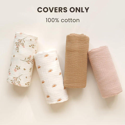Konssy 2 Pack Muslin Baby Lounger Covers, Covers Only, 30.7" x 20"