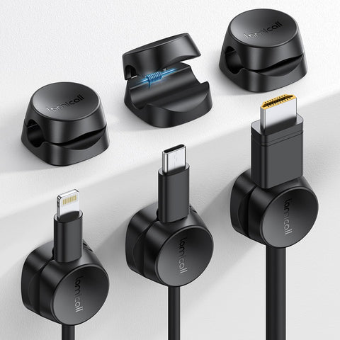 Lamicall 6Pack Cord Organizer, [1s Lock] Spring Cable Holder Clips for Desk