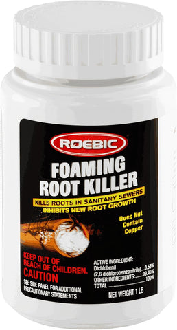 Roebic FRK Foaming Tree Root Killer, Chemical Septic System, Drain Field and Sewer Line Pipe Clog Remover and Root Destroyer, Safe for Bathroom Toilet, White Granules, 1 lb