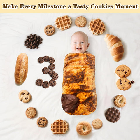 mermaker Cookies Baby Swaddle Blanket for Boy Girl Newborn Toddler, 285 GSM Funny Soft Flannel Food Blanket 36 inch