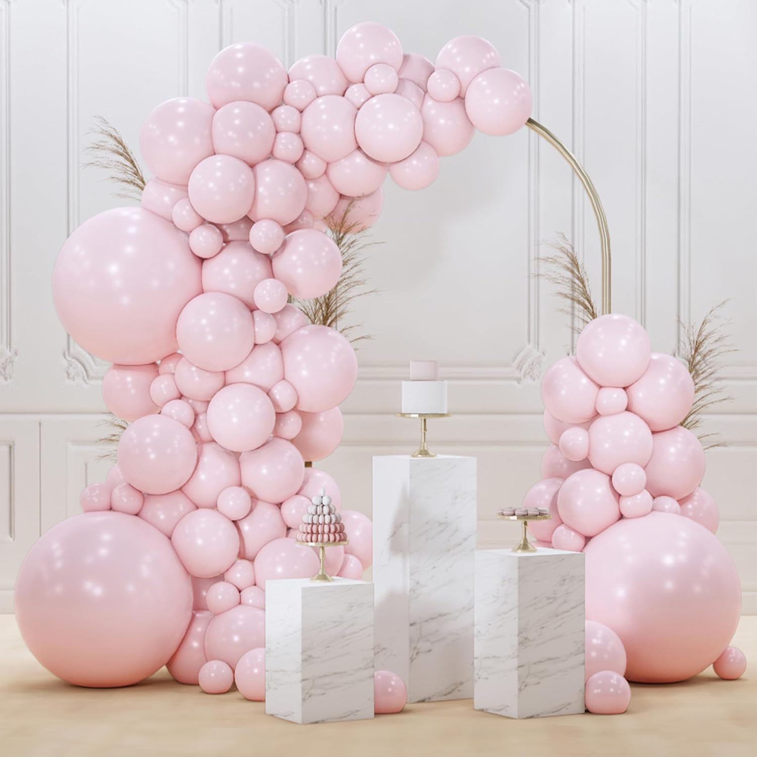 PartyWoo Pale Pink Balloons 85pcs Light Pastel Baby Pink Different Sizes