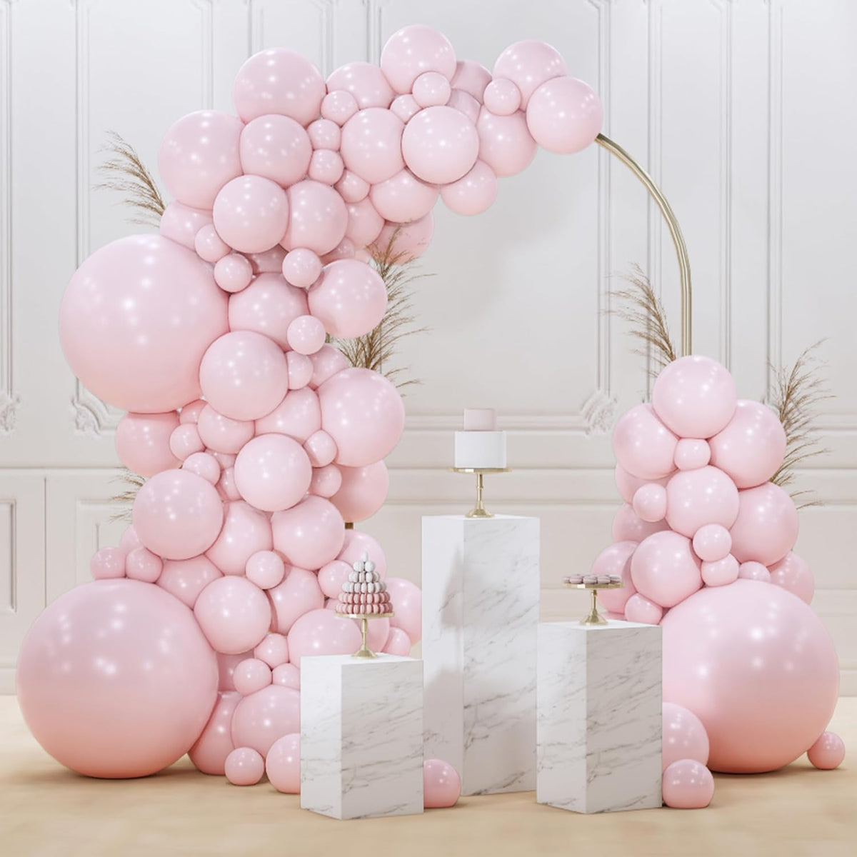 PartyWoo Pale Pink Balloons 85pcs Light Pastel Baby Pink Different Sizes