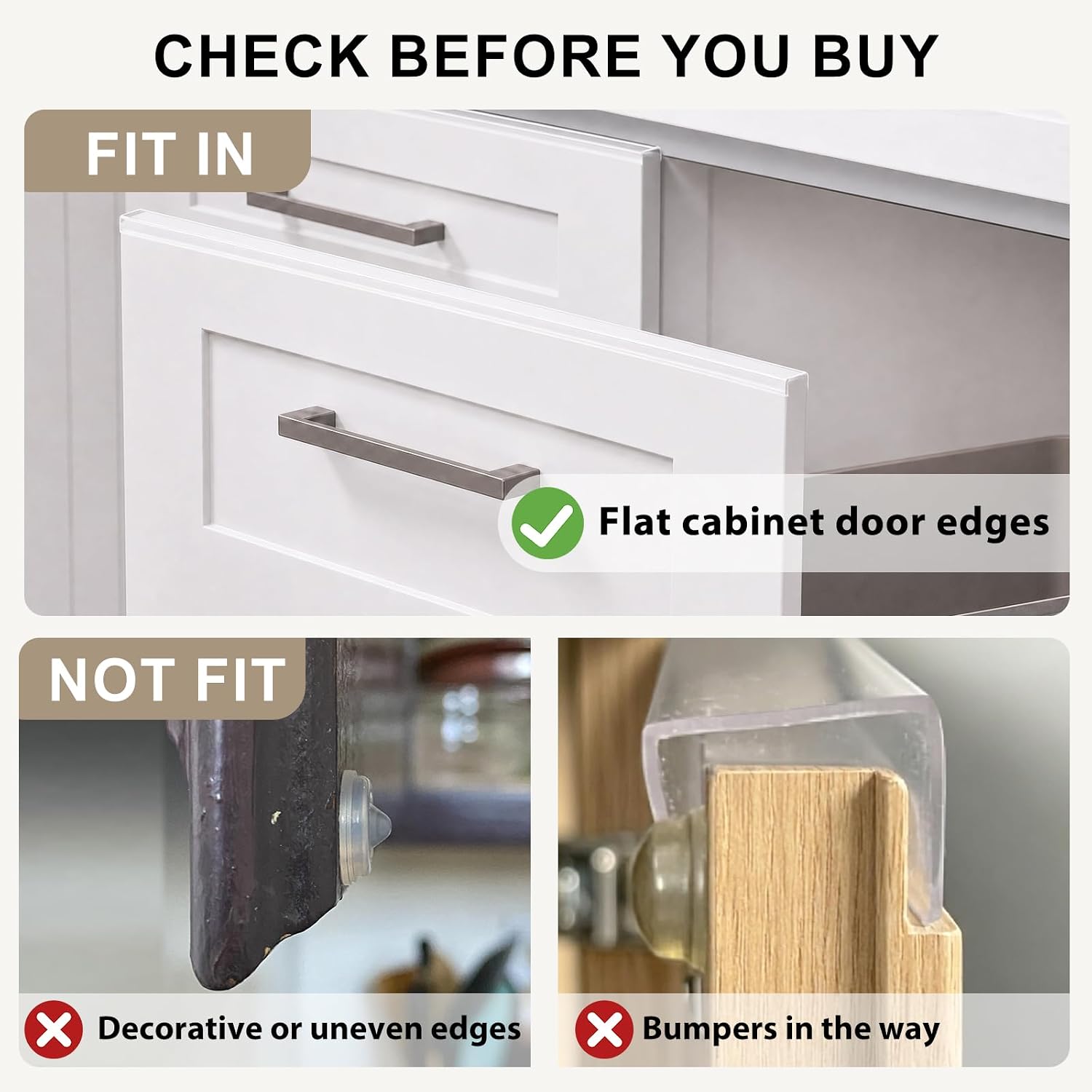 4 Pack 24" Length Cabinet Door Protector Edge Guard for Kitchen Cabinet
