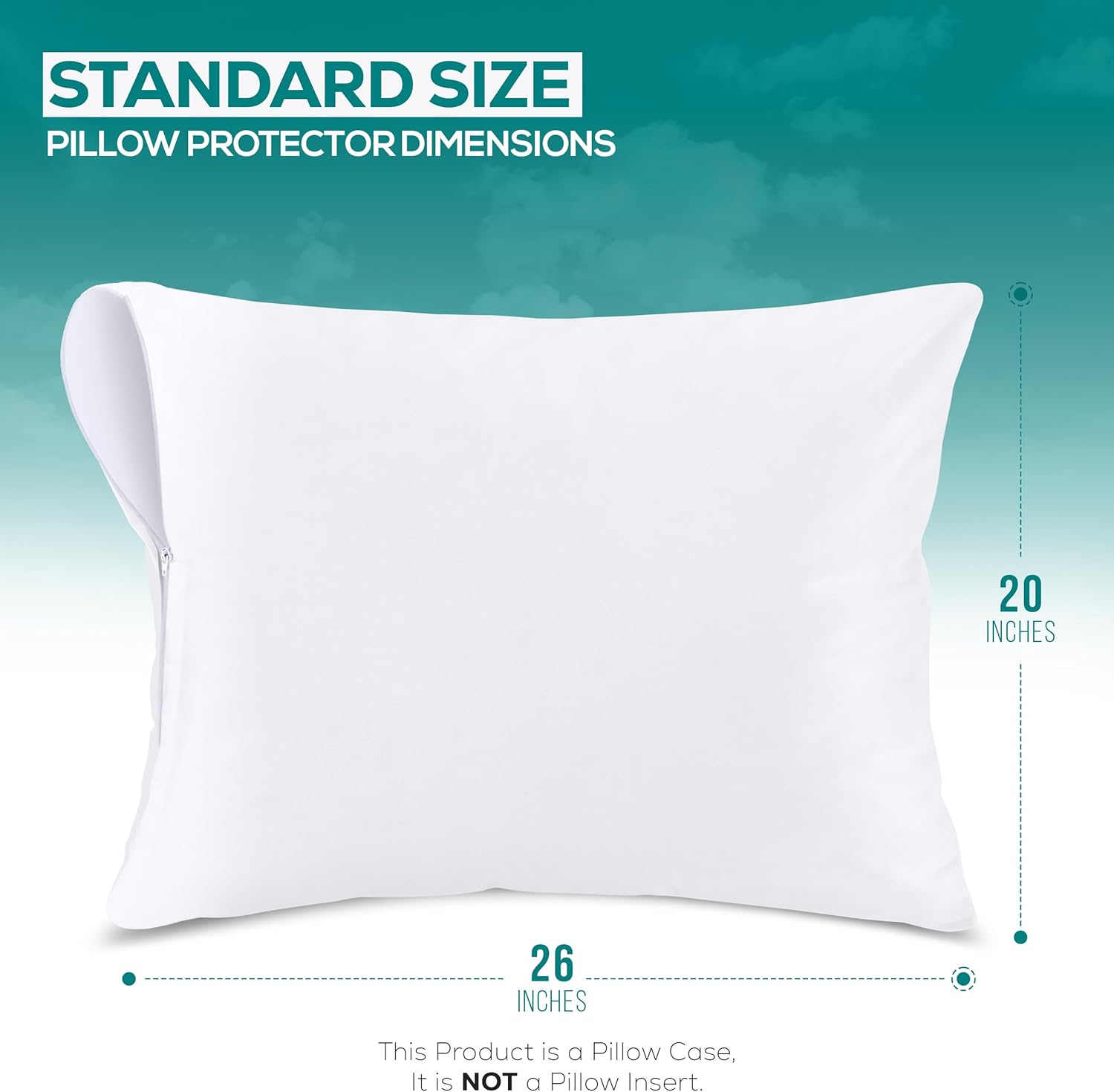 Set of 4 Pillow Protectors with Zipper Standard Size, Pillow Covers