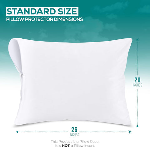 Set of 4 Pillow Protectors with Zipper Standard Size, Pillow Covers