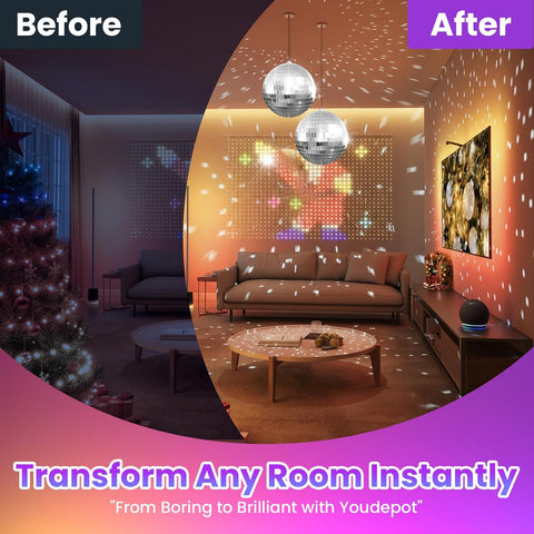 Youdepot Disco Ball 4 Inch 2-Pack, Silver Mirror Balls with Hanging Strings