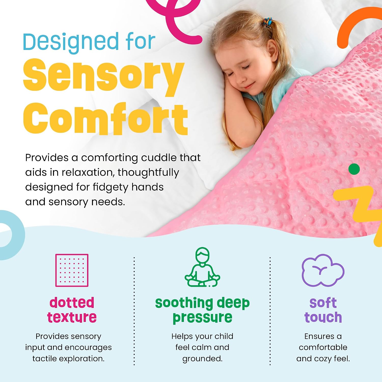 5lb Child's Weighted Blanket - Kids Weighted Blanket 5 Pounds (36" x 48") - Cute Dotted Texture Sensory Blanket - 5 lbs Weight Blanket for Kids Ages 4 to 7 - Machine Washable, Travel Friendly (Pink)