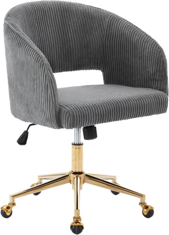 KCC Vanity Chair Corduroy Desk Chair with Gold Base for Living Room,Gray