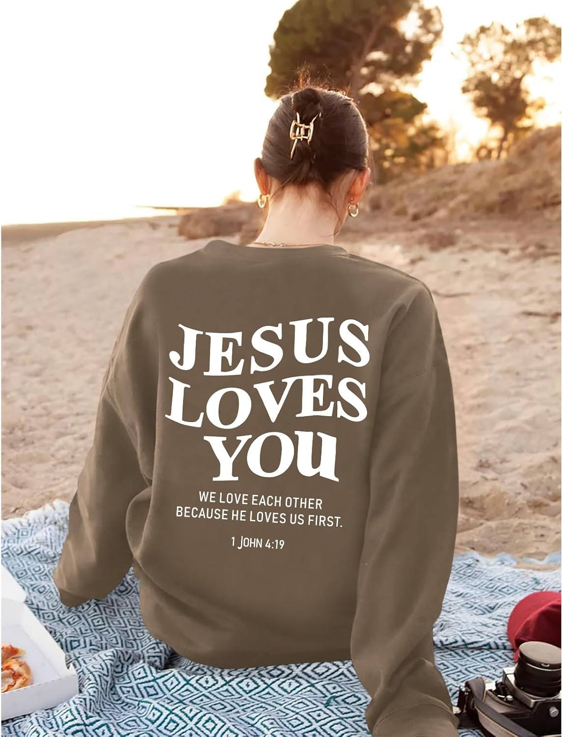 Sulayesh Fleece Christian Sweatshirts Women Jesus Loves You Jesus Is King Hoodie Religious Faith God Shirts Oversized Tops