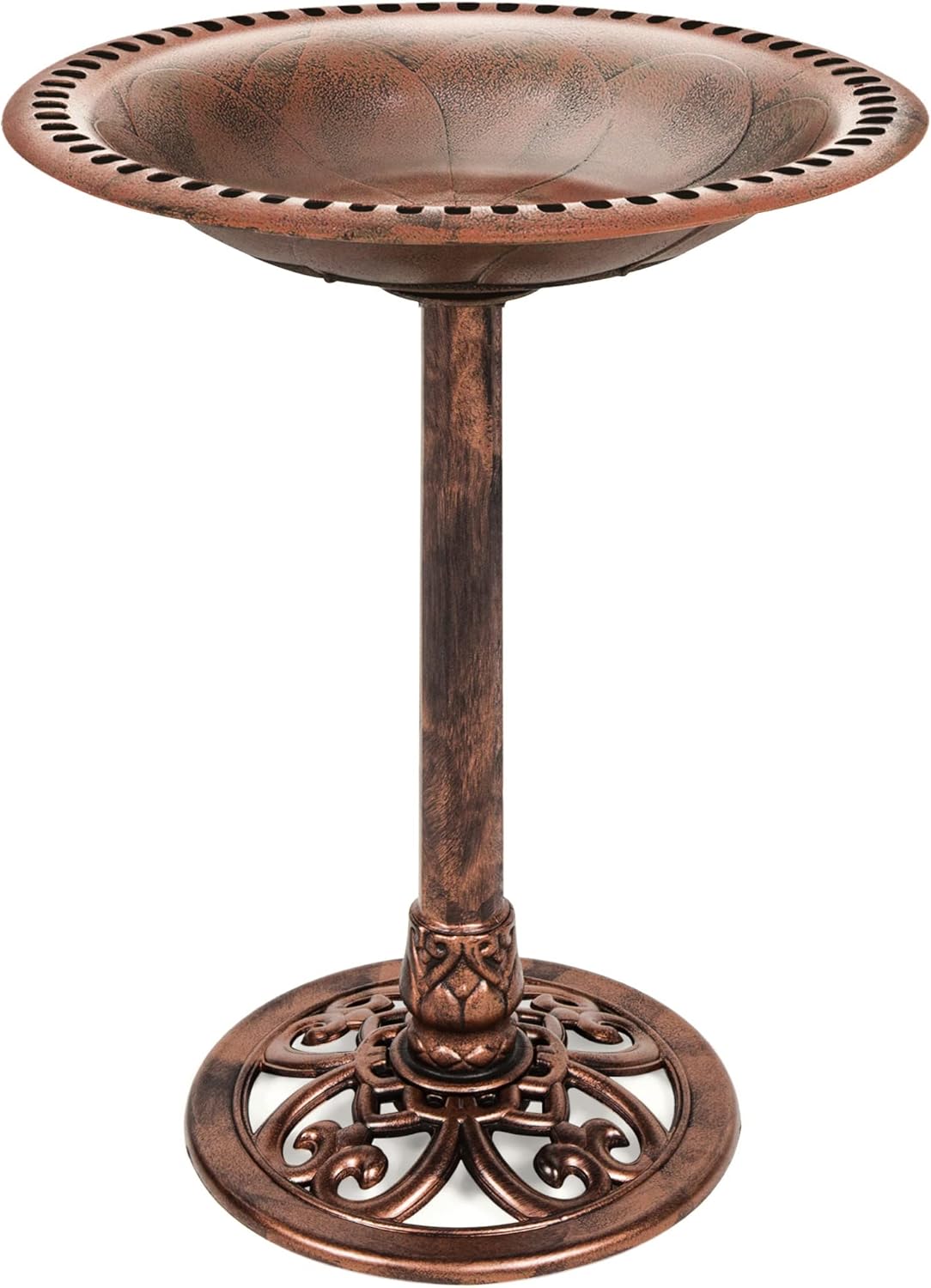 Best Choice Products Bird Bath, 28in Outdoor Resin Pedestal - Copper