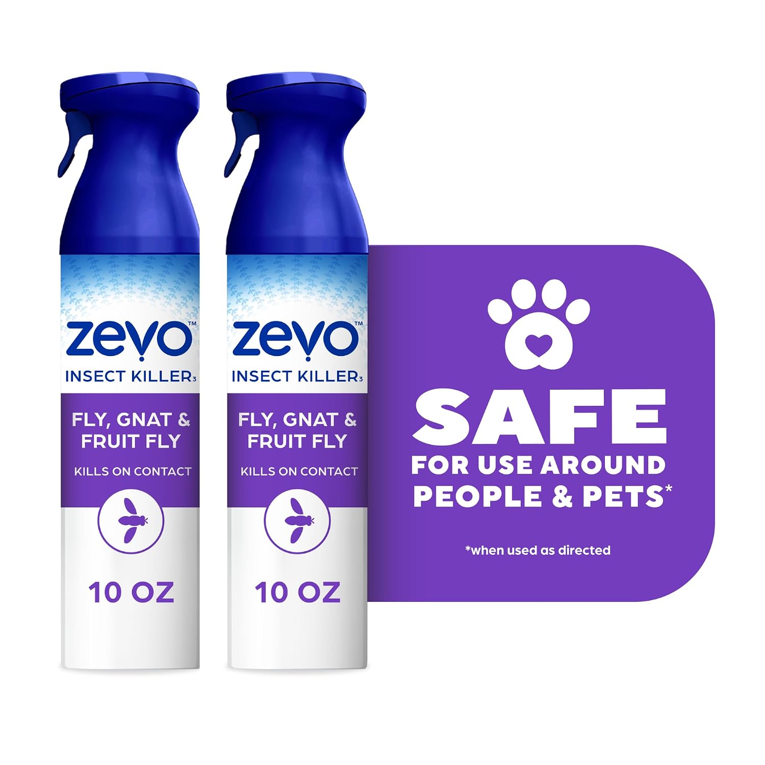 Zevo Flying Insect Bug Aerosol Spray, Kills Flies & Fruit Flies, 2 Bottles